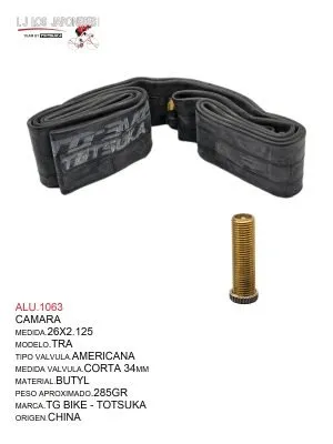 CAMARA 26X2.125 BUTYL V.A.  TOTSUKA