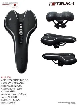 ALU.136 ASIENTO GEL NEGRO MOD.WL-1092-ASL TG BIKE (285MMX155MM)