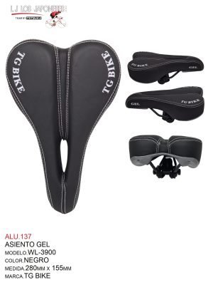 ASIENTO GEL NEGRO MOD.WL-3900 COMFORT TG BIKE   (280MMX155MM)