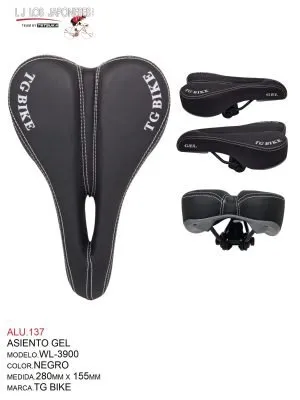 ASIENTO GEL NEGRO MOD.WL-3900 COMFORT TG BIKE   (280MMX155MM)