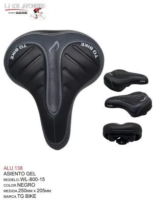 ALU.138 ASIENTO GEL NEGRO MOD.WL-800-15 COMFORT TG BIKE (250MMX205MM)