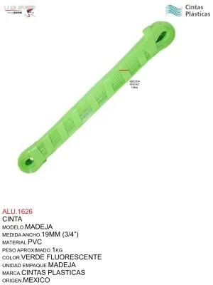 ALU.1626 CINTA MADEJA VERDE FLUORESCENTE NACIONAL