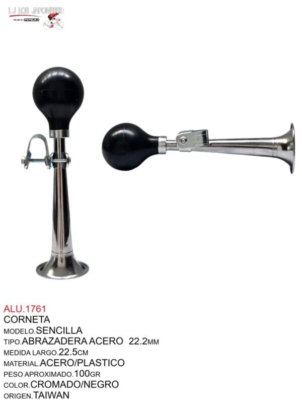 ALU.1761-1.jpeg CORNETA SENCILLA CON ABRAZADERA DE ACERO 22.2MM CROMADA / NEGRO