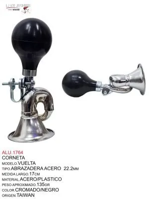 ALU.1764 CORNETA DE ACERO/PLASTICO MOD. VUELTA CON ABRAZADERA 22.2