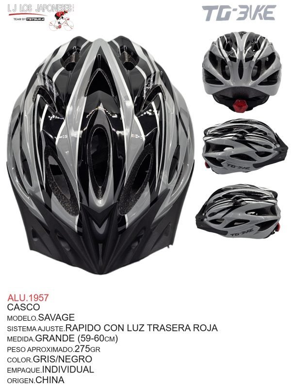CASCO MTB MOD.0SAVAGE TG BIKE GRIS/NGO