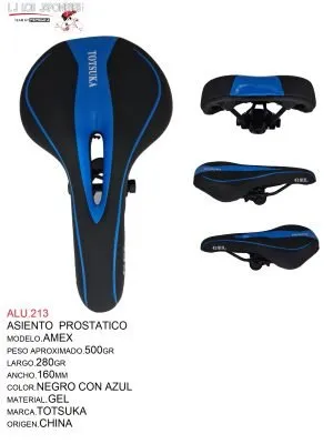 ASIENTO AMEX GEL NEGRO/AZUL MTB-CARRERA TOTSUKA (160MMX280MM)