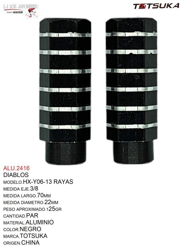 ALU.2416 DIABLO RAYAS HX-Y06-13 ALUMINIO 25X70MM NEGRO TOTSUKA CHINA