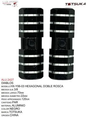 DIABLO HEXAGONAL RAYAS HX-Y06-03 NEGRO ALUMINIO 25X70MM TOTSUKA CHINA