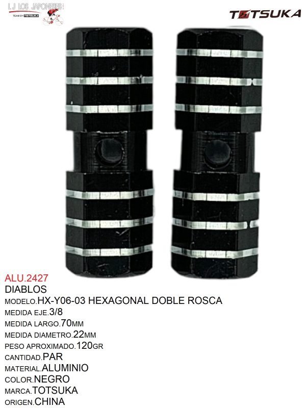 ALU.2427 DIABLO HEXAGONAL RAYAS HX-Y06-03 NEGRO ALUMINIO 25X70MM TOTSUKA CHINA