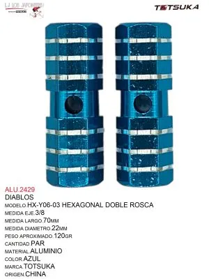 DIABLO HEXAGONAL RAYAS HX-Y06-03 AZUL ALUMINIO 25X70MM TOTSUKA CHINA