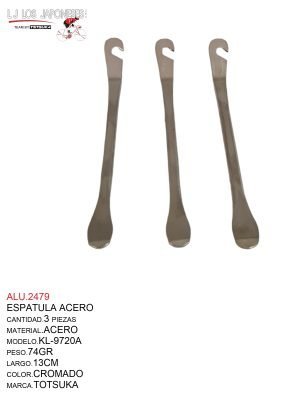 ESPATULA ACERO 3 PIEZAS KL-9720A TOTSUKA CHINA CROMADO NA