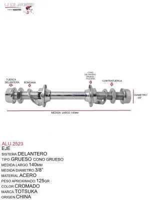 ALU.2523 Eje Delantero Totsuka 140mm Cromado