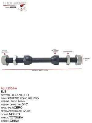 ALU.2534-A Eje Delantero Totsuka 140mm Negro
