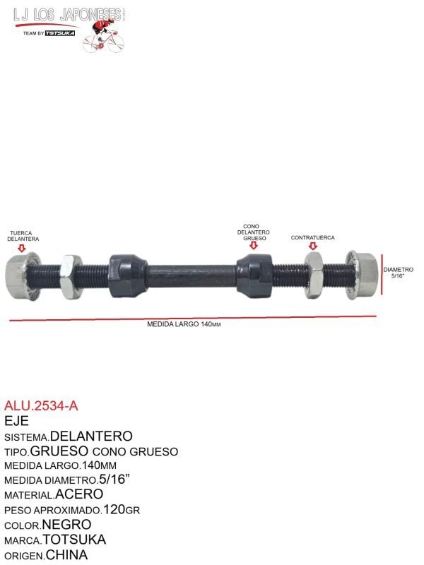 ALU.2534-A Eje Delantero Totsuka 140mm Negro