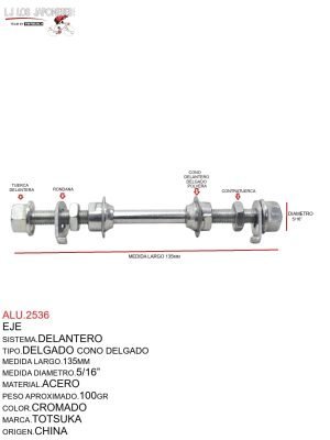 Eje Delantero Totsuka 135mm Cromado