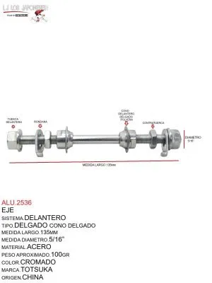 ALU.2536 Eje Delantero Totsuka 135mm Cromado