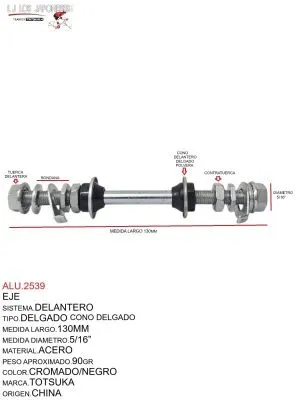ALU.2539 Eje Delantero Totsuka 130mm Cromado/Negro