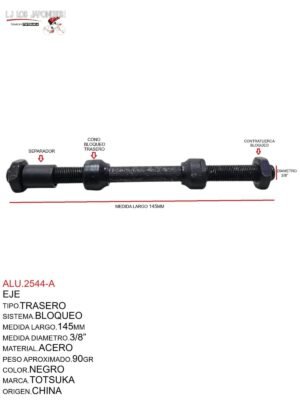 EJE TRASERO 145MM NEGRO TOTSUKA