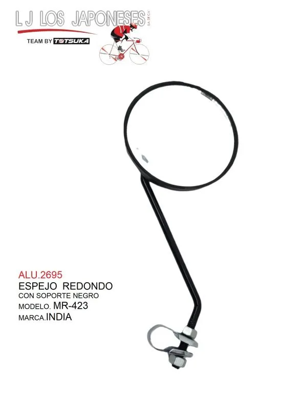 ESPEJO REDONDO MR-423 CON SOPORTE  NEGRO INDIA