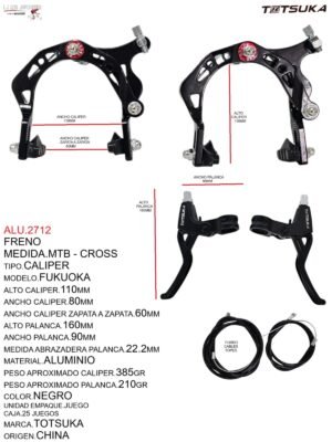FRENO CALIPER MTB ALUMINIO  NEGRO TOTSUKA