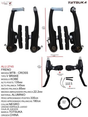 FRENO V BRAKE ALUMINIO NEGRO  TOTSUKA