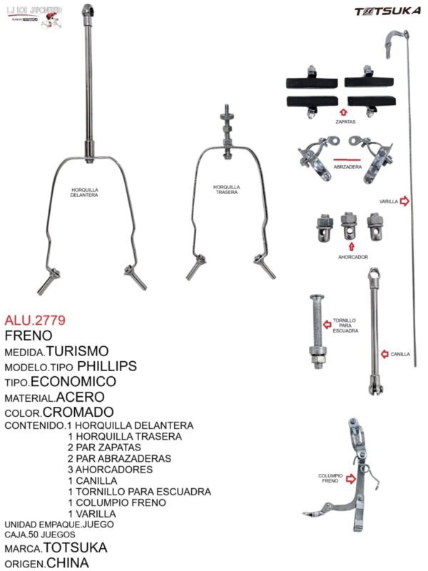 FRENO TURISMO R-28 PARA VARILLA ENCONOMICO CROMADO INDIA