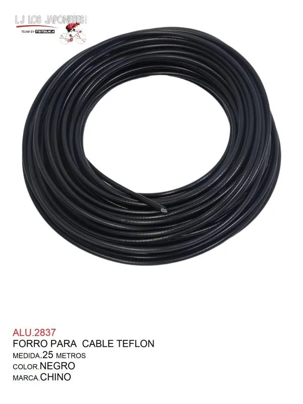 FORRO CABLE TEFLON 25 METROS CHINO NEGRO MATE