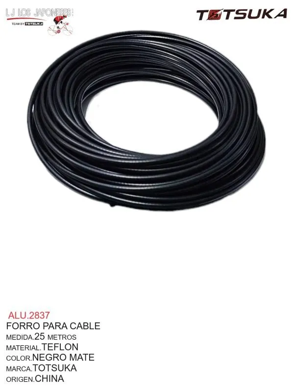 FORRO CABLE TEFLON 25 METROS CHINO NEGRO MATE