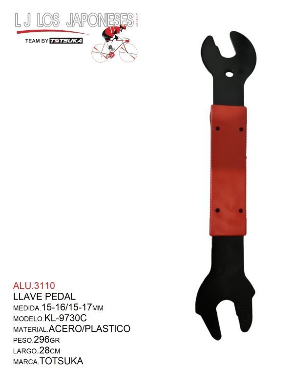 ALU.3110 LLAVE PEDAL 15-16/15-17MM KL-9730C TOTSUKA CHINA ROJO NA