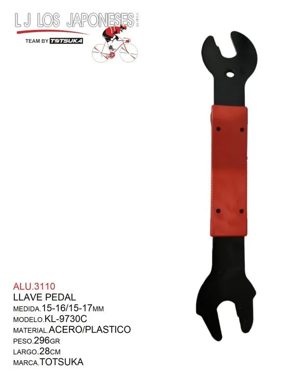LLAVE PEDAL 15-16/15-17MM KL-9730C TOTSUKA CHINA ROJO NA