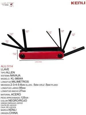 LLAVE ALLEN NAVAJA ERT-02 KIT 7 TOTSUKA NEGRO