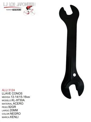 LLAVE CONOS 13-14/15-16MM KL-9730A TOTSUKA CHINA NEGRO