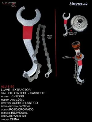 ALU.3130 LLAVE KL-9729B EXTRACTOR HOLLOWTECH/EXTRACTOR CASSETTE KENLI ROJO NA