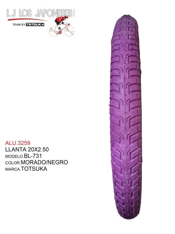 ALU.3259 LLANTA 20 X 2.50 BL-731 NGO/MORADA TOTSUKA