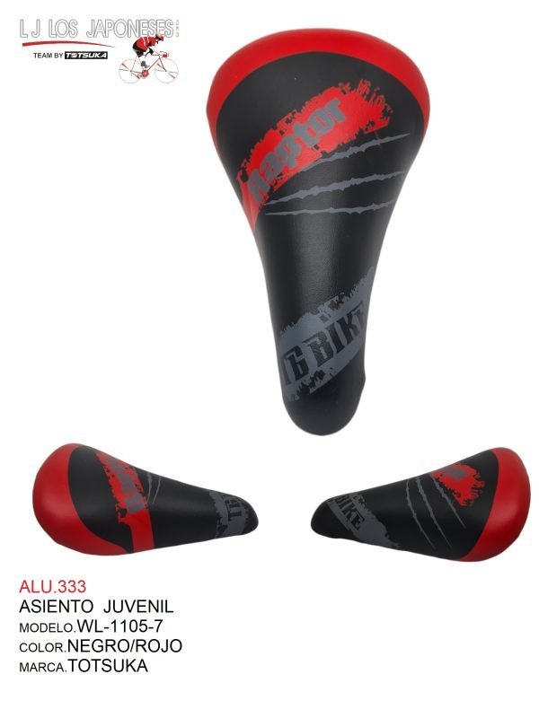 ALU.333 ASIENTO JUVENIL NEGRO/ROJO TOTSUKA WL-1105-7