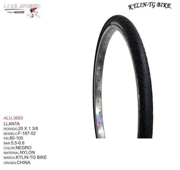 LLANTA 20X1 3/8 NEGRO F-187KYLIN-TOTSUKA