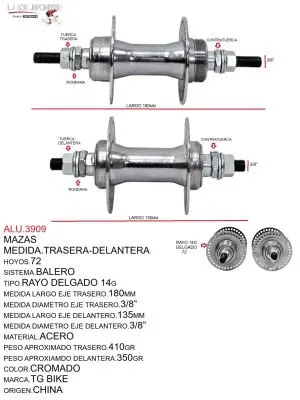 ALU.3909 JUEGO DE MAZAS DE ACERO 72 HOYOS PARA RAYO DELGADO