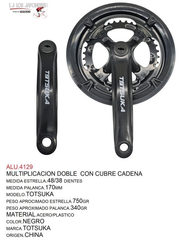 ALU.4129 Multiplicación sencilla para sistema cuadro, estrella de 28DTS, palanca de 102mm, pedal de 9/16. Material acero/plástico, color negro, peso 310g (estrella) y 190g (palanca).