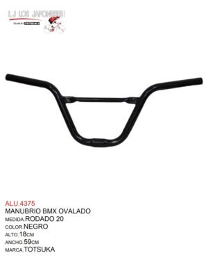 MANUBRIO BMX OVALADO 20 NEGRO TOTSUKA ALTO.20CM- ANCHO 60CM