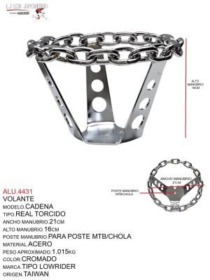 VOLANTE MODELO.CADENA, TIPO.REAL TORCIDO, PARA POSTE MTB/CHOLA