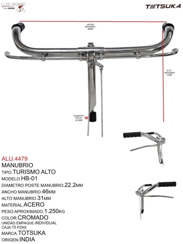 ALU.4479-1.jpeg MANUBRIO TURISMO ALTO HB-01 INDIA CROMADO