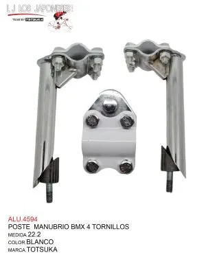POSTE DE MANUBRIO BMX 4 TORNILLOS 22.2 JRS TOTSUKA BLANCO