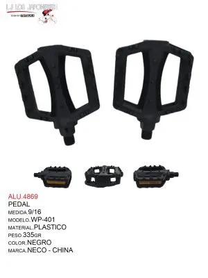 PEDAL 9/16 PLASTICO NEGRO  WP-401 NECO - CHINA PESO.335GR