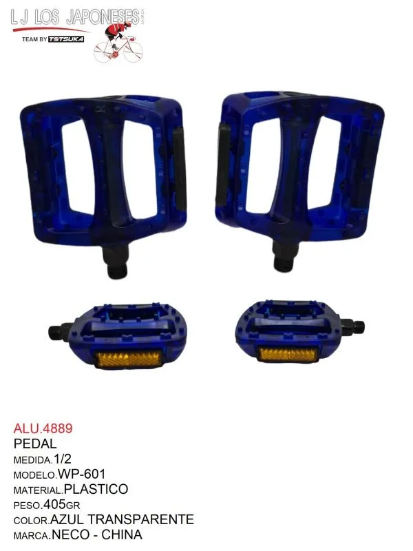 ALU.4889 PEDAL 1/2 PLASTICO AZUL TRANSPARENTE WP-601 NECO - CHINA
