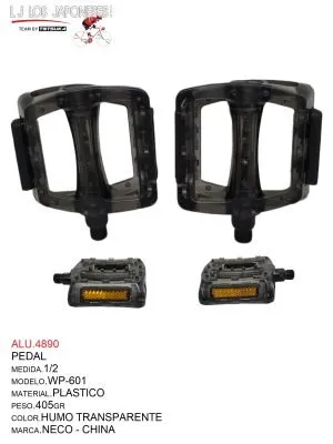 PEDAL 1/2 PLASTICO HUMO  TRANSPARENTE WP-601  NECO - CHINA