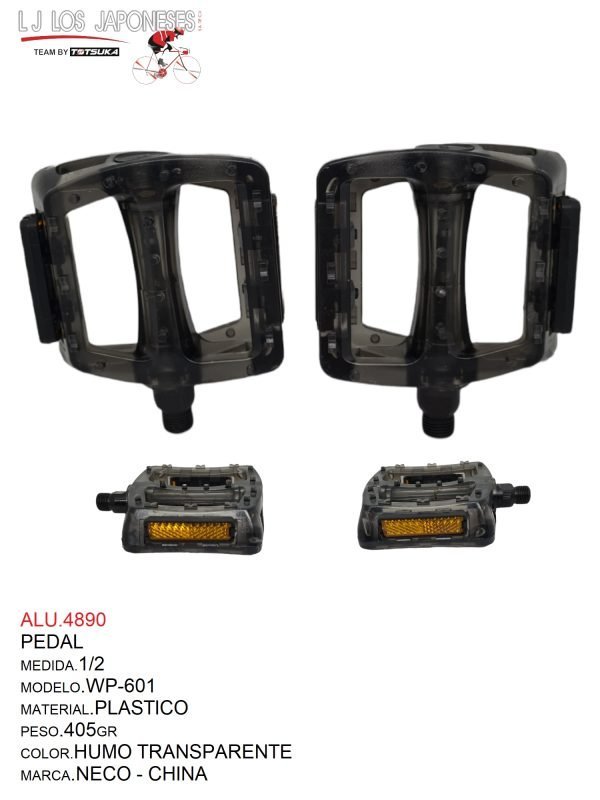 ALU.4890 PEDAL 1/2 PLASTICO HUMO TRANSPARENTE WP-601 NECO - CHINA