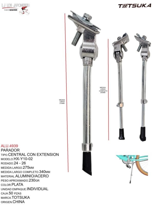 ALU.4939-1.jpeg PARADOR CENTRAL ALUMINIO /ACERO CON EXTENSION R-24-26 HX-Y10-02PLATA TOTSUKA