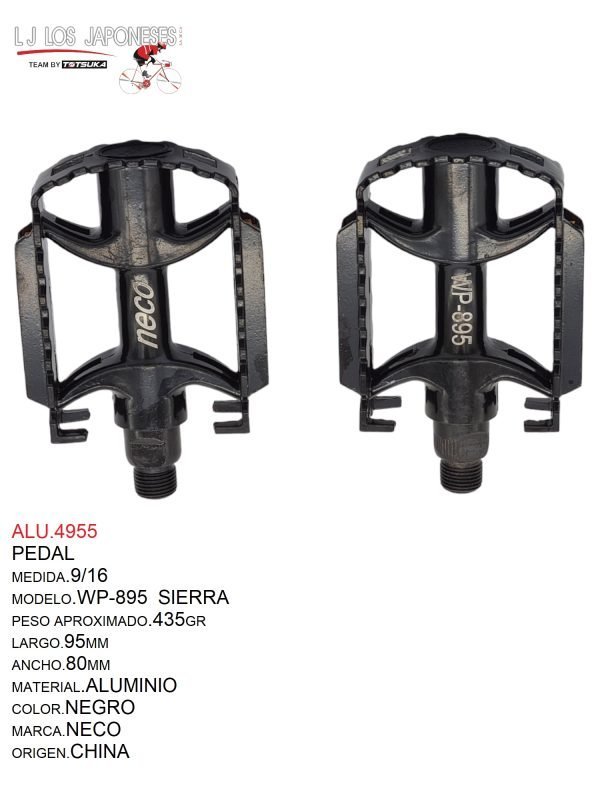 ALU.4955 PEDAL 9/16 MOD.WP-895 NEGRO ALUMINIO SIERRA NECO