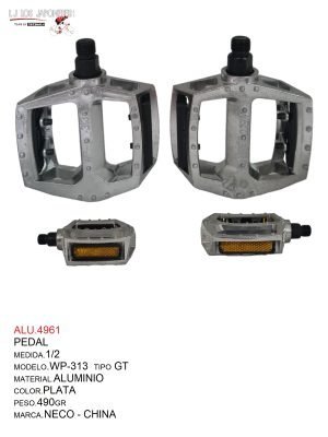 PEDAL 1/2    T/GT WP-313 ALUMINIO PLATA NECO - CHINA