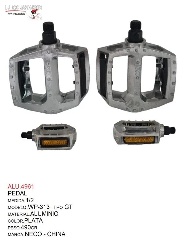 ALU.4961 PEDAL 1/2 T/GT WP-313 ALUMINIO PLATA NECO - CHINA